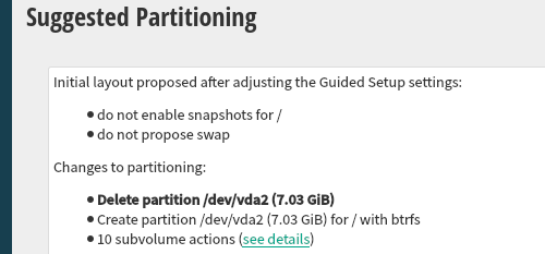 Guided Setup result at YaST
